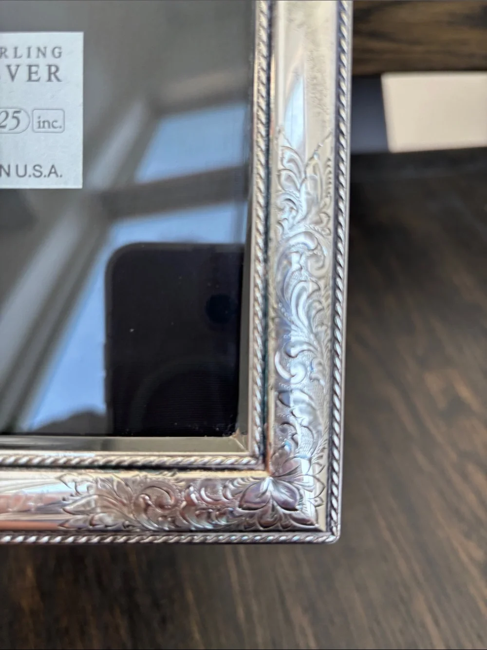 Vintage The 925 Inc. Nostalgia sterling 5x7”frame,floral,double rope border
